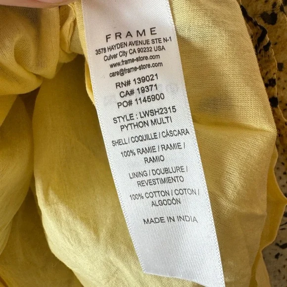 FRAME NWOT Off the Shoulder Billow Top in Python Yellow Size XS $445 MSRP - Picture 11 of 12